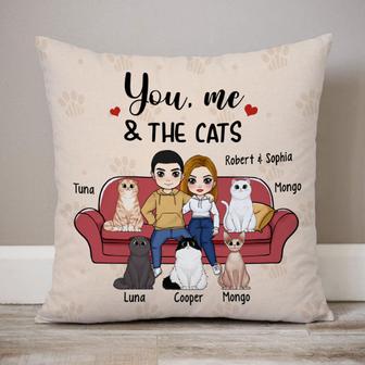 You, Me And The Cats Personalized Pillow - Anniversary Gift - Thegiftio UK