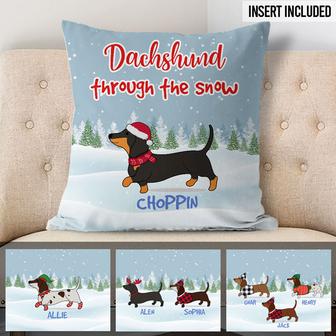 Dachshund Through The Snow Personalized Pillow - Thegiftio UK