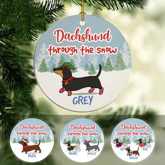 Dachshund Through The Snow Custom Ornament - Dog Lovers Gift - Thegiftio UK