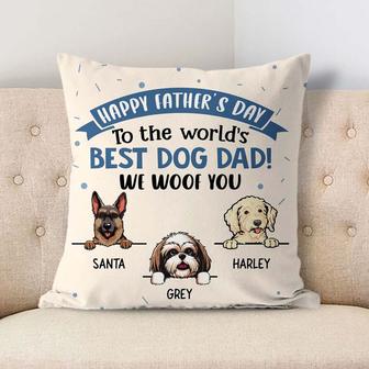 Happy Father's Day We Woof You Custom Pillow - Thegiftio UK