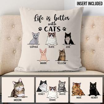 Life Is Better With Cat Custom Pillow - Gift for Cat Lovers - Thegiftio UK