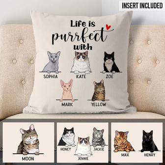 Life Is Purrfect Personalized Pillow - Gift for Cat Lovers - Thegiftio UK