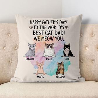 Happy Father's Day Best Cat Dad Custom Pillow - Thegiftio UK