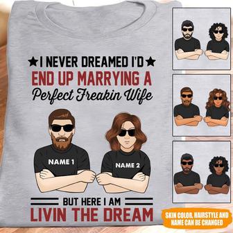 Wife Custom T Shirt Married To A Perfect Husband - Gift - Thegiftio UK