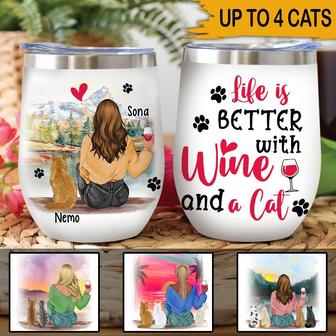 Wine Cat Lovers Personalized Tumbler - Gift for Cat Lovers - Thegiftio UK