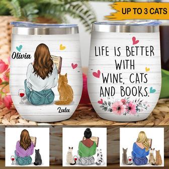 Wine Cat Lovers Custom Tumbler - Gift for Cat Lovers - Thegiftio UK