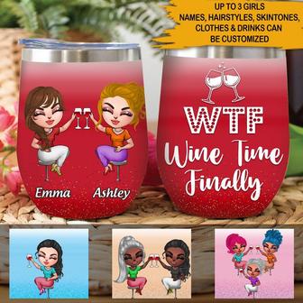 Wine Time Finally Personalized Tumbler - Gift for Bestie - Thegiftio UK