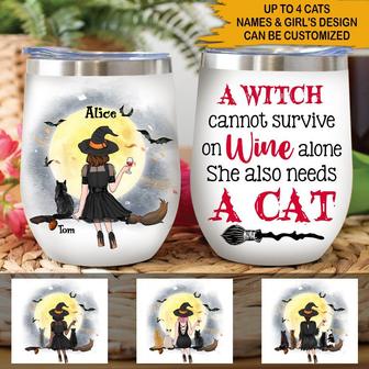 Witch Cat Personalized Wine Tumbler - Gift for Cat Lovers - Thegiftio UK