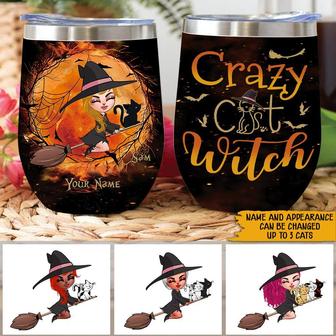 Witch Custom Wine Tumbler - Cat Design Gift for Cat Lovers - Thegiftio UK