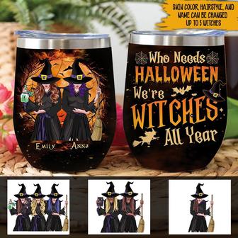 Witch Custom Wine Tumbler - Halloween Gift for Friends - Thegiftio UK