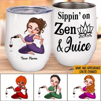 Sippin On Zen Juice Custom Wine Tumbler - Gift for Yogis - Thegiftio UK