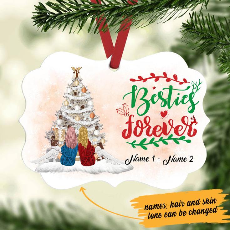Personalized Besties Forever Christmas MDF Ornament