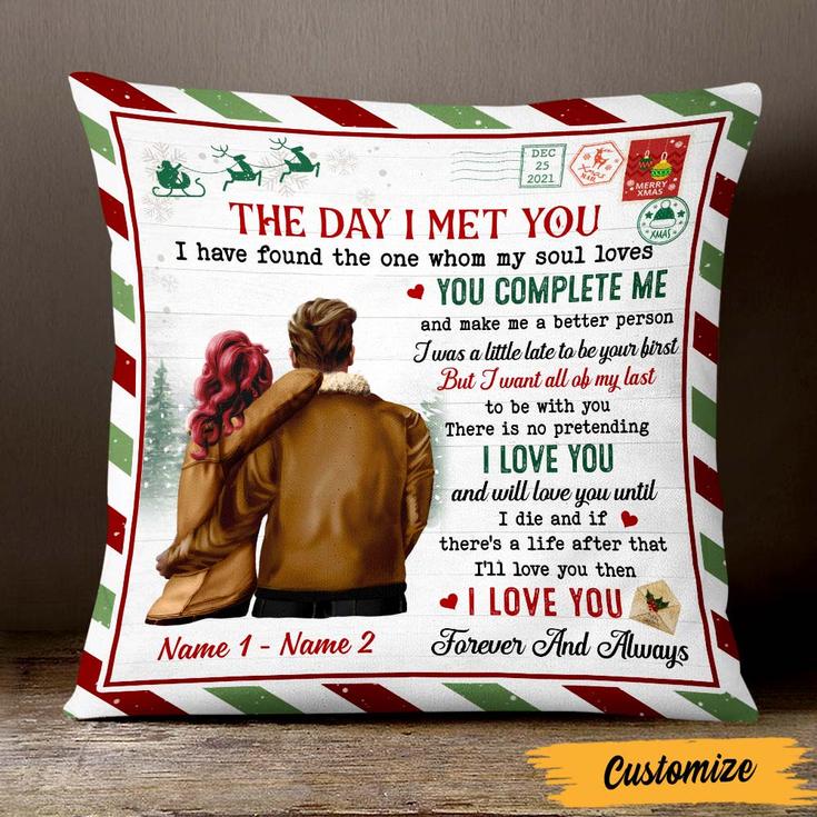 Personalized Christmas Couple Pillow Love Air Mail Love You Forever And Always Gift For Lovers Boyfriend Girlfriend Husband And Wife