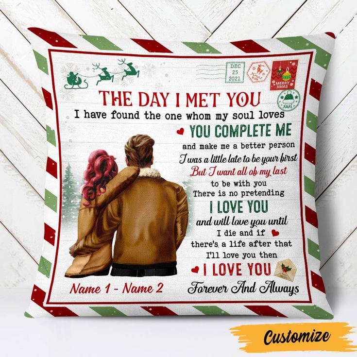 Personalized Christmas Couple Pillow Love Air Mail Love You Forever And Always Gift For Lovers Boyfriend Girlfriend Husband And Wife
