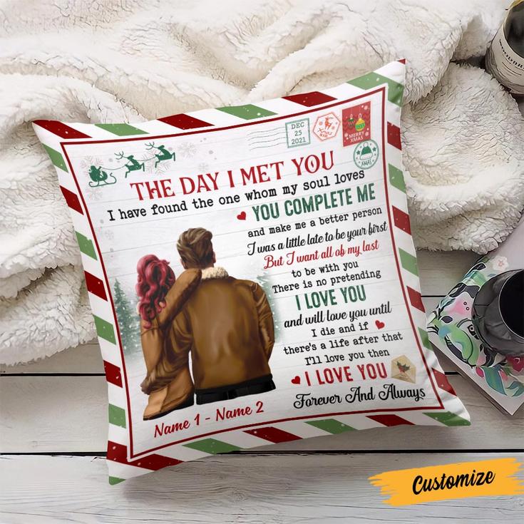 Personalized Christmas Couple Pillow Love Air Mail Love You Forever And Always Gift For Lovers Boyfriend Girlfriend Husband And Wife