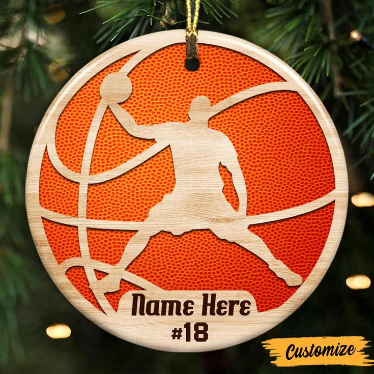 Personalized Christmas Basketball Gifts, Basketball Player, Basketball Player Christmas Circle Ornament