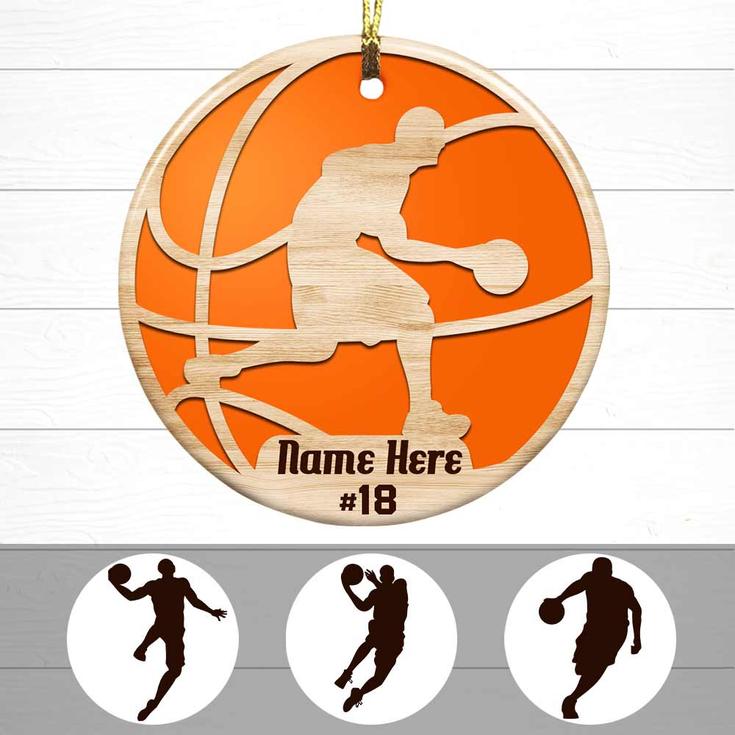 Personalized Christmas Basketball Gifts, Basketball Player, Basketball Player Christmas Circle Ornament