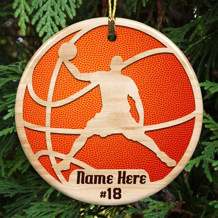 Personalized Christmas Basketball Gifts, Basketball Player, Basketball Player Christmas Circle Ornament