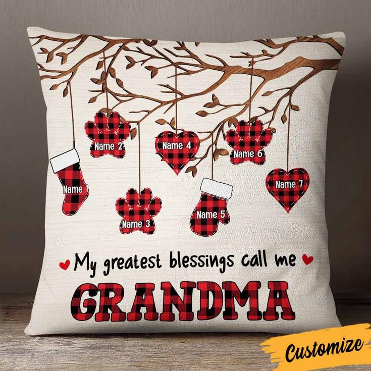 Personalized Mom Grandma Granddaughter Grandson Daughter Son Pillow