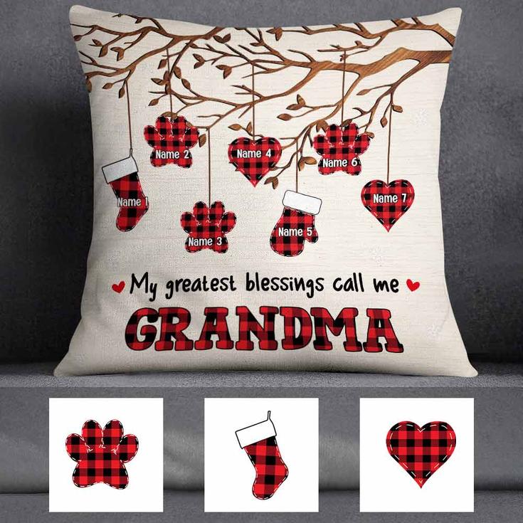 Personalized Mom Grandma Granddaughter Grandson Daughter Son Pillow
