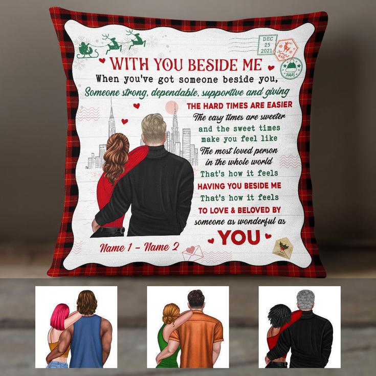 Personalized Gift For Lovers Boyfriend Girlfriend Husband And Wife, Christmas Couple With You Beside Me Pillow