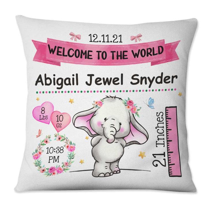 Personalized Elephant Baby Mom Grandma Son Grandson Daughter Granddaughter Pillow