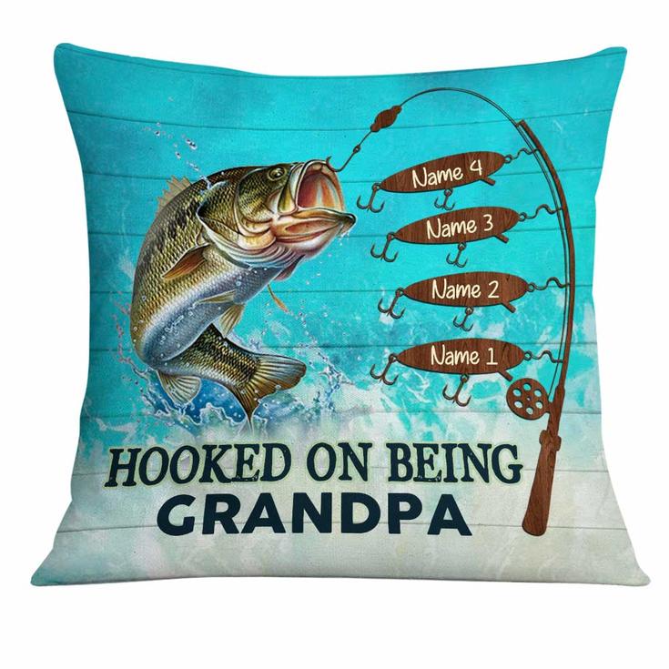 Personalized Fathers Day Fishing Gift, Fishing Dad Grandpa Pillow
