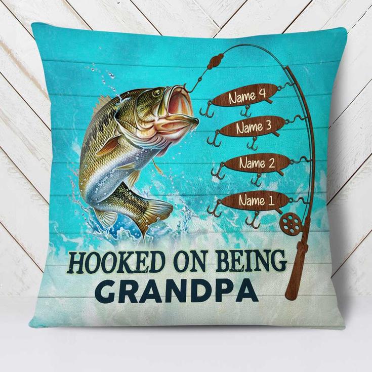 Personalized Fathers Day Fishing Gift, Fishing Dad Grandpa Pillow