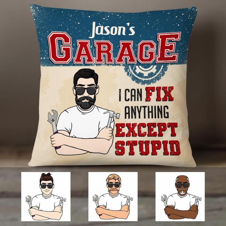 Personalized Garage Mechanic Pillow