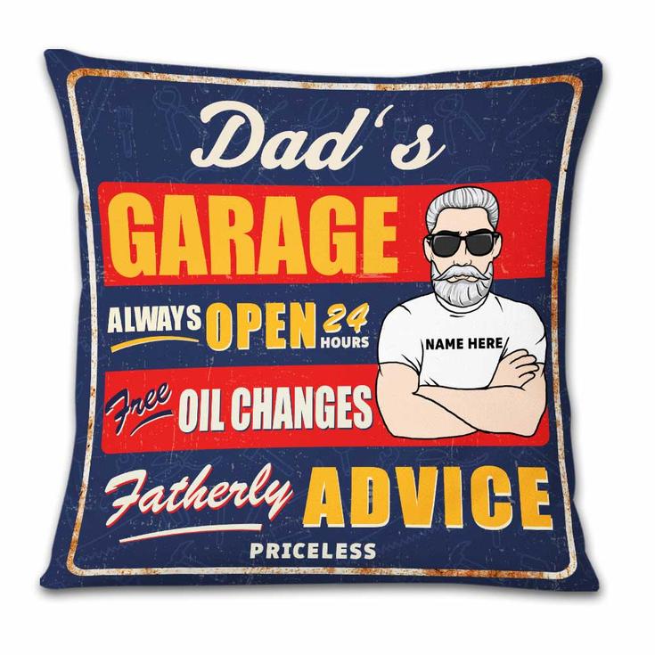 Personalized Garage Dad Grandpa Pillow