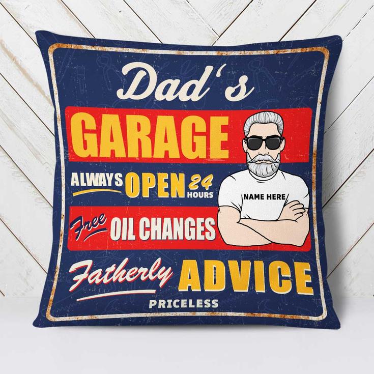 Personalized Garage Dad Grandpa Pillow
