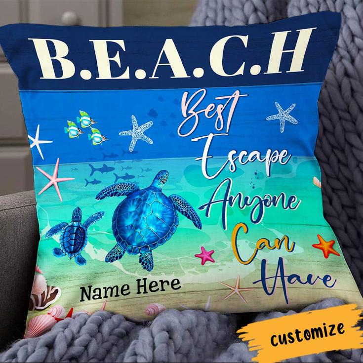 Personalized Beach Life Gifts, Best Friends Gift, Beach Vibes Gift, Girls Vacation Trip, Beach Best Escape Pillow