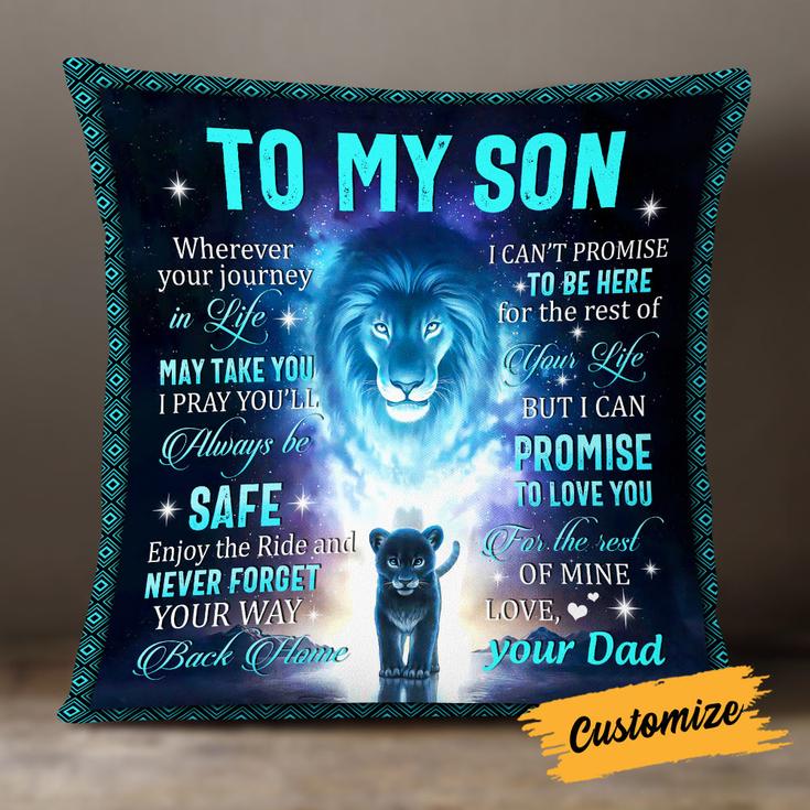 Personalized Dad Grandpa To My Son Grandson Lion Pillow