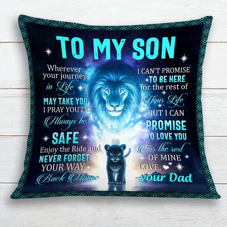 Personalized Dad Grandpa To My Son Grandson Lion Pillow