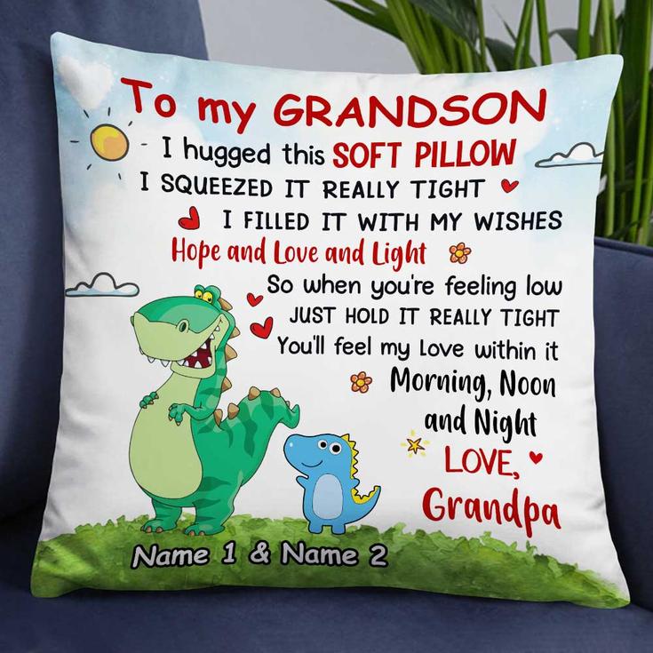 Personalized Dad Grandpa To My Son Grandson Dinosaur Pillow
