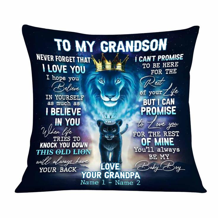 Personalized Dad Grandpa To My Son Grandson Lion Pillow