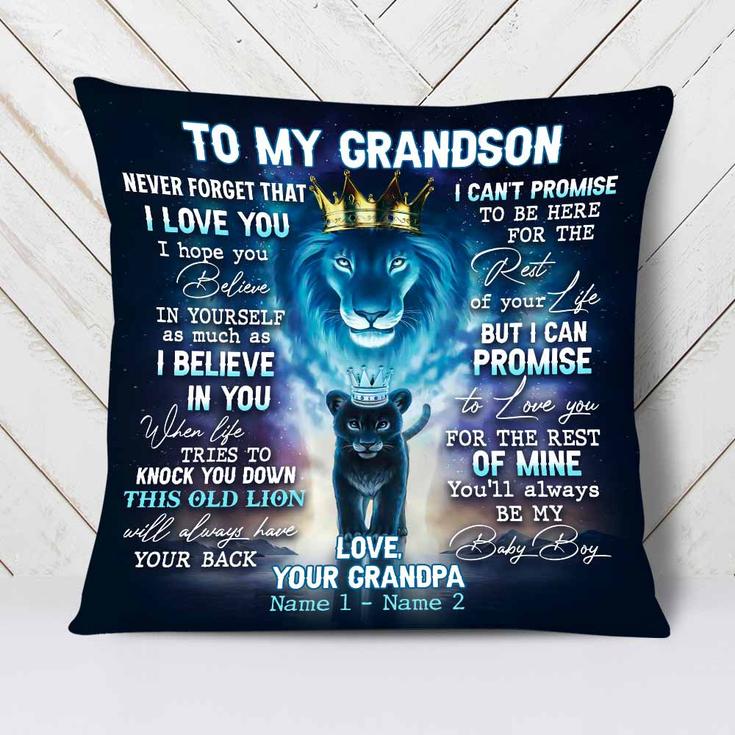 Personalized Dad Grandpa To My Son Grandson Lion Pillow