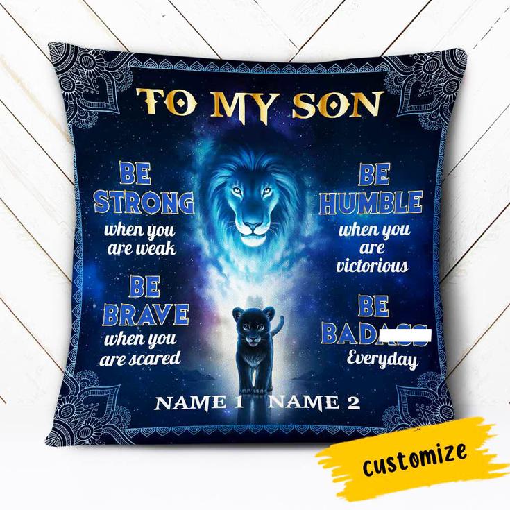 Personalized Dad Grandpa To My Son Grandson Lion Pillow