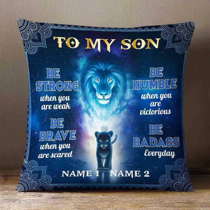 Personalized Dad Grandpa To My Son Grandson Lion Pillow