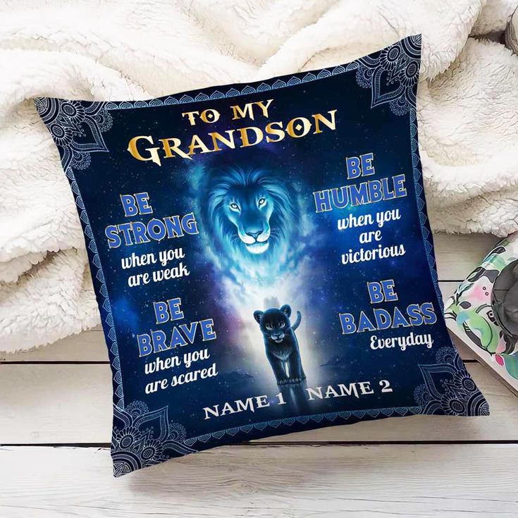 Personalized Dad Grandpa To My Son Grandson Lion Pillow