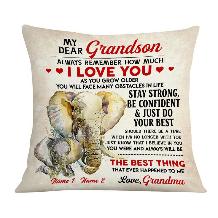 Personalized Mom Grandma To My Son Grandson Elephant Pillow