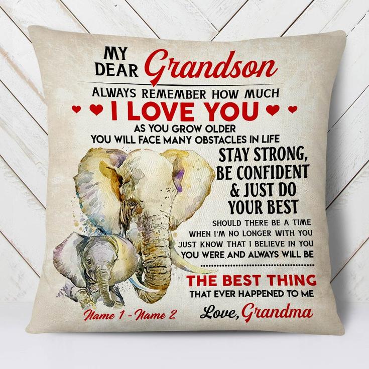 Personalized Mom Grandma To My Son Grandson Elephant Pillow