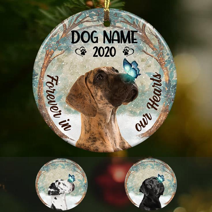 Personalized Forever In Our Hearts Great Dane Dog Memorial  Ornament