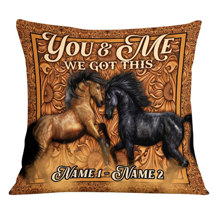 Personalized Anniversary Gift, Valentine Gift, Husband And Wife, Couple, Horse Couple Love Pillow