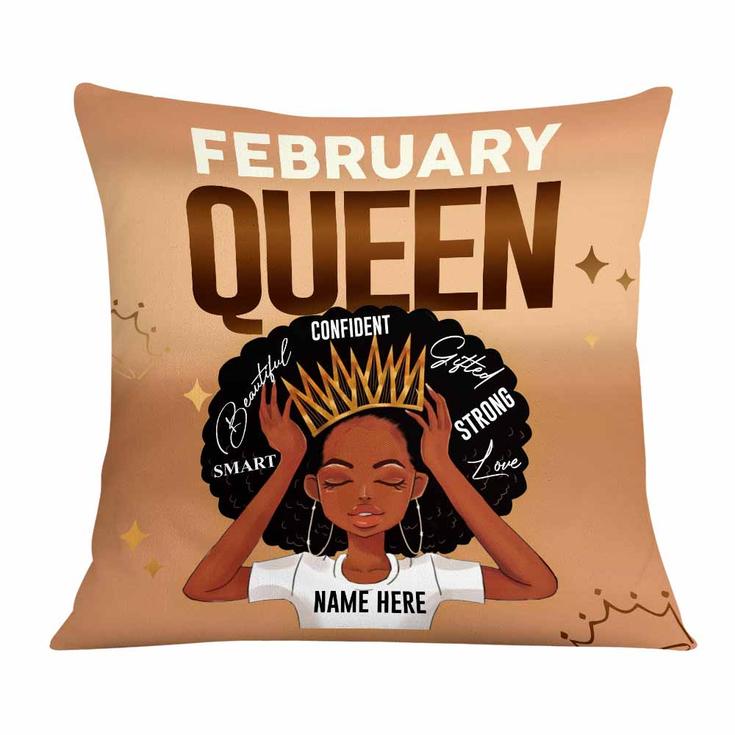 Personalized African Birthday Queen Gifts, Melanin Queen Powerful Woman Pillow, Happy Birthday Afro Girl