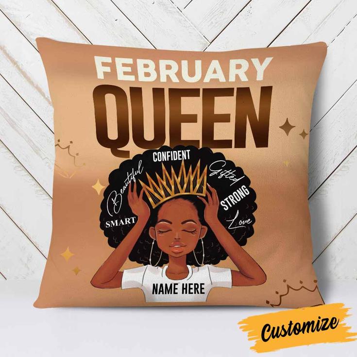 Personalized African Birthday Queen Gifts, Melanin Queen Powerful Woman Pillow, Happy Birthday Afro Girl