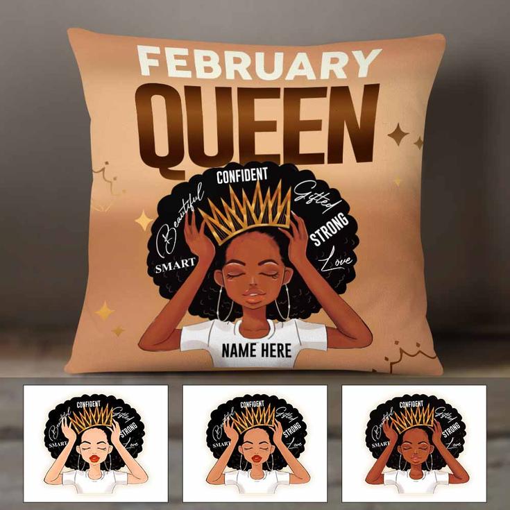 Personalized African Birthday Queen Gifts, Melanin Queen Powerful Woman Pillow, Happy Birthday Afro Girl