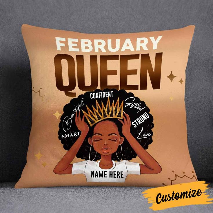 Personalized African Birthday Queen Gifts, Melanin Queen Powerful Woman Pillow, Happy Birthday Afro Girl