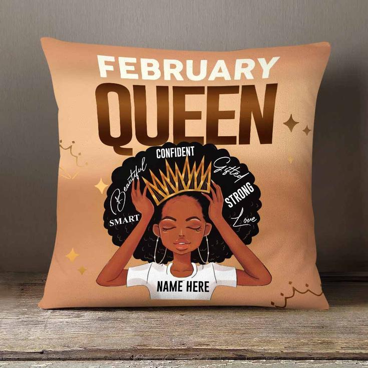 Personalized African Birthday Queen Gifts, Melanin Queen Powerful Woman Pillow, Happy Birthday Afro Girl
