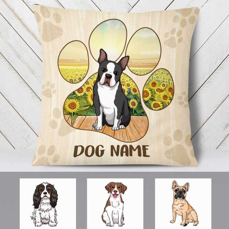 Personalized Gift Idea for Dog Lovers, Dog Mom, Dog Paw Pillow